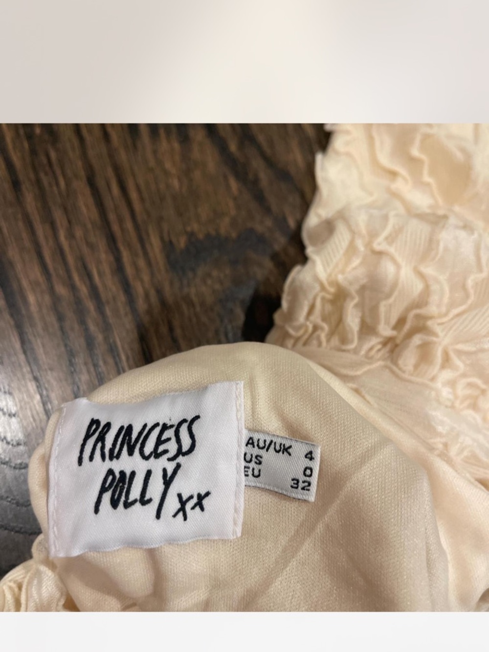 Princess Polly Cream Ruffle Halter Top - Picture 3 of 3